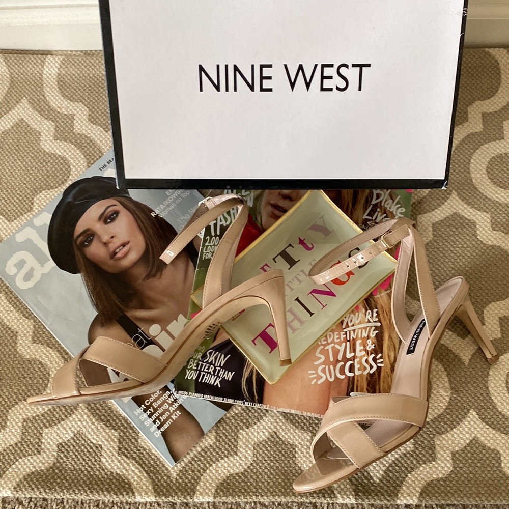 “Nine West” nude sandals; size 8